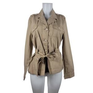 Faded Glory Lightweight Winter Tan Belted Women's Jacket Lg 12/14